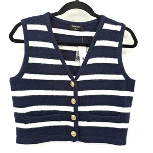 The Work Shop Stripe Fitted Crop Nautical Academia Soft Sweater Vest Medium